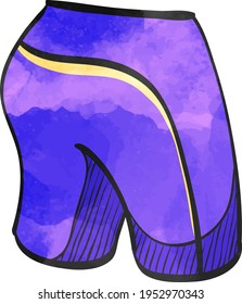 Cycling pants icon in watercolor style.