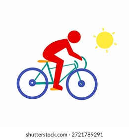 Icono del Vector de la gente del ciclismo en estilo colorido plano, mostrando la actividad al aire libre de la bicicleta para los App de la aptitud, las infografías del deporte, y los diseños saludables del estilo de vida