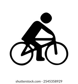 Cycling Person Icon. Silhouette of a Person on a Bicycle. Cycling Sport Symbol. Vector illustration. Customizable thin line illustration. Editable stroke.