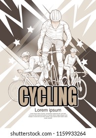 cycling poster design. hand drawn vector of cycling players