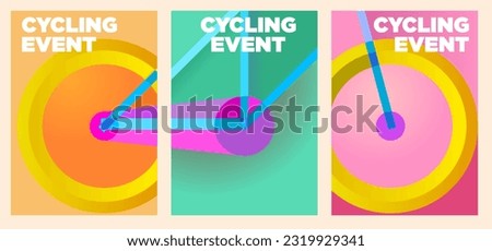 cycling poster set in vibrant bright color. geometry abstract style. cycling vector illustration