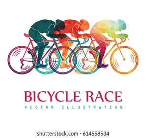 Cycling race colorful background. Cyclists. Bicycle race. Vector illustration