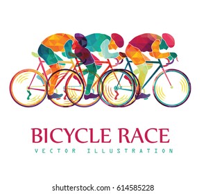 Cycling race colorful background. Cyclists. Bicycles race. Vector illustration