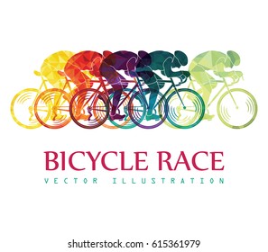 Cycling race colorful background. Cyclists. Bicycle race. Vector illustration