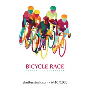 Cycling race colorful background. Cyclists. Bicycles race. Vector illustration