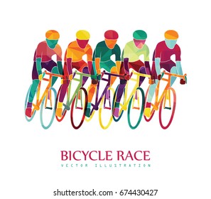 Cycling race colorful background. Cyclists. Bicycle race. Vector illustration