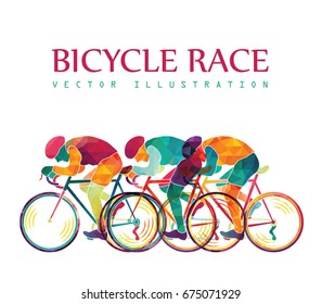 Cycling race colorful background. Cyclists. Bicycle race. Vector illustration