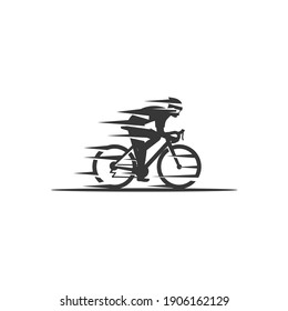 Cycling race fast silhouette stylized symbol logo design icon vector