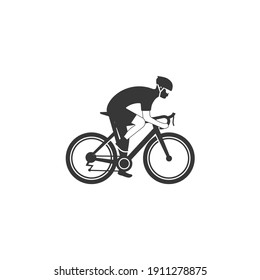 Cycling race silhouette stylized symbol logo design icon vector 