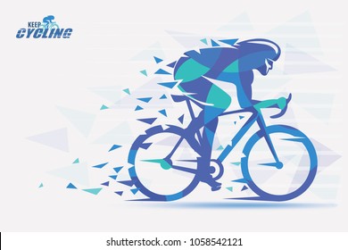 Cycling race stylized backgrond with motion color effects of tirangle splints