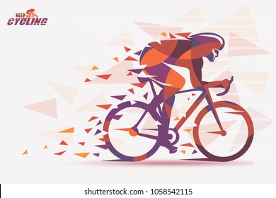 Cycling race stylized background with motion color effects of tirangle splints