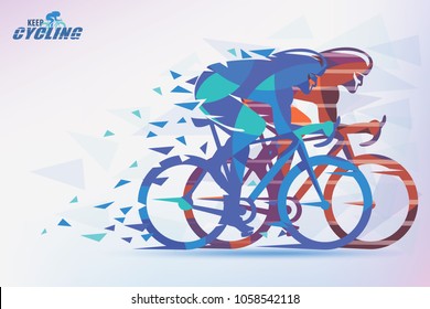 Cycling race stylized background with motion color effects of tirangle splints