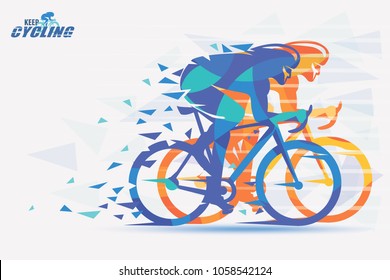 Cycling race stylized background with motion color effects of tirangle splints