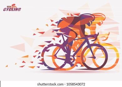 Cycling race stylized background with motion color effects of tirangle splints