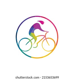 Cycling race vector logo design. Bicycle shop logo design template.