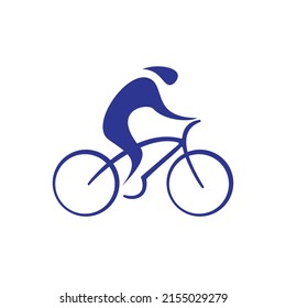 Diseño del logo del vector de la carrera de ciclismo. Plantilla de diseño del logotipo de la tienda de bicicletas.