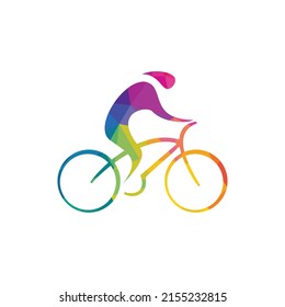 Diseño del logo del vector de la carrera de ciclismo. Plantilla de diseño del logotipo de la tienda de bicicletas.