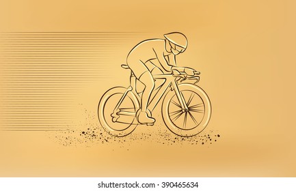 Cycling race. Vector retro drawing illustration.