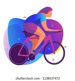 Cycling race white background. Cyclist vector silhouettes. Vector illustration.