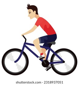 Cycling or riding animation icon. Animation element for game or cartoon. Young man on bike. Vector illustration