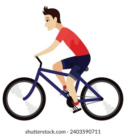 Cycling or riding animation icon. Animation element for game or cartoon. Young man on bike. Vector illustration