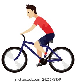 Cycling or riding animation icon. Animation element for game or cartoon. Young man on bike. Vector illustration