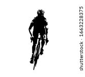 Cycling, road cyclist, abstract vector silhouette. Front view