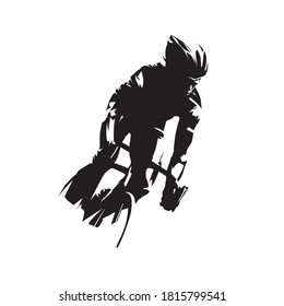 Cycling. Road Cyclist Front View. Abstract Isolated Vector Silhouette