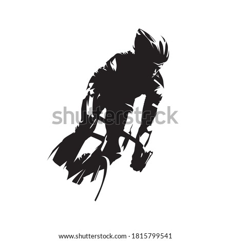 Cycling. Road cyclist front view. Abstract isolated vector silhouette