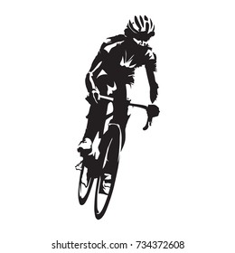 Cycling road race, abstract cyclist isolated vector silhouette