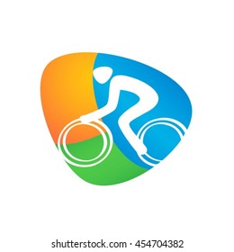 Cycling Road Web button isolated on white background. Athlete Sport Game Logo Competition Icon. Rio 2016 Olympic games in Brazil. summer Sport games symbols. vector illustration