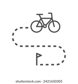 Icono de mapa de ruta de ciclismo en el estilo de contorno delgado. Ciclismo deportivo