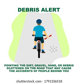 Cycling Rules For Traffic Safety, Debris Alert Bicycle Hand Signals.