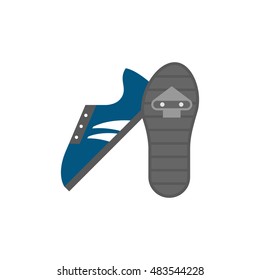 Cycling shoe icon in flat color style. Sport road race time trial foot pedal clip less cleat