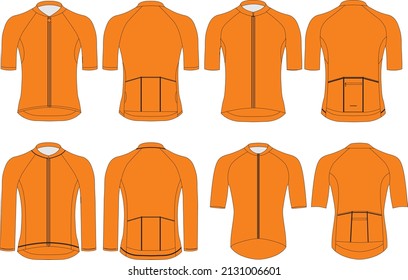 Cycling Short Sleeve Jersey Blank Template Illustration Vector