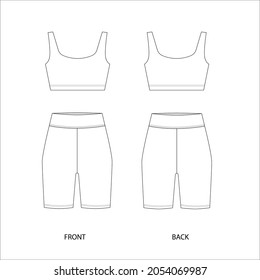 Cycling shorts and top design template. Shorts and crop top vector illustration. cycling shorts and thank top vector set.