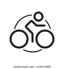 Cycling sign. Simple design, stroke outline style. Line vector. Isolate on white background.