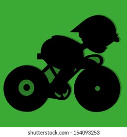 cycling silhouette on green background