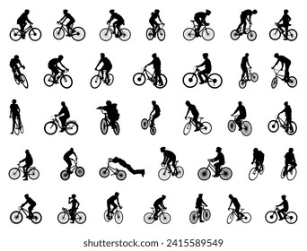 Cycling silhouette vector art white background
