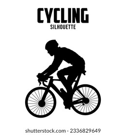 Ilustración del vector de silueta en bicicleta, silhoutto cicalista 