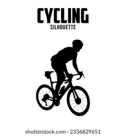 Ilustración del vector de silueta en bicicleta, silhoutto cicalista 