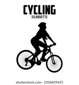 Ilustración del vector de silueta en bicicleta, silhoutto cicalista 