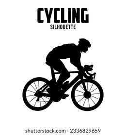 Ilustración del vector de silueta en bicicleta, silhoutto cicalista 