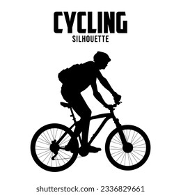 Ilustración del vector de silueta en bicicleta, silhoutto cicalista 