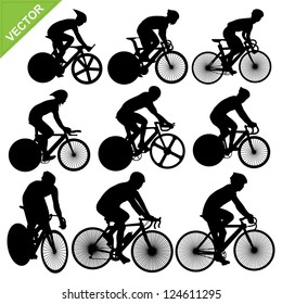 Cycling silhouettes vector