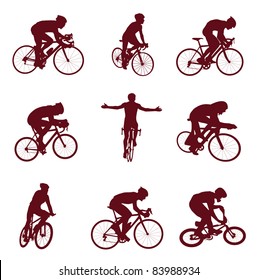 Cycling silhouettes. Vector illustration