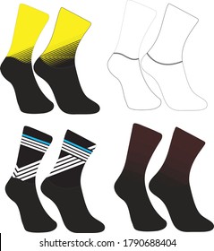 Cycling socks short calf high sock Vector Illustrations