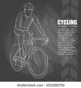 cycling sport background. drawing vector on chalkboard 