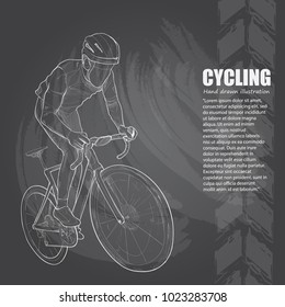 cycling sport background. drawing vector on chalkboard 