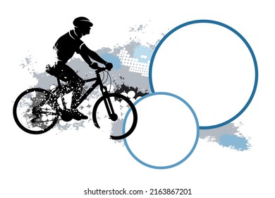 Cycling sport graphic with text buttons.